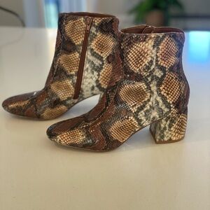 Chinese Laundry Brown Snake Print Ankle Boots